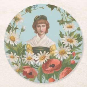 Dessous-de-verre Rond En Papier Carte de la Saint-Valentin allemande rétro kitsch,