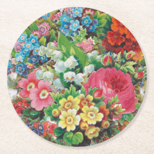 Dessous-de-verre Rond En Papier Carte de la Saint-Valentin de l'ère victorienne, B