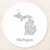 Dessous-de-verre Rond En Papier Carte du Michigan (Devant)