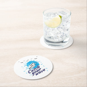 Dessous-de-verre Rond En Papier Catch Your Wave