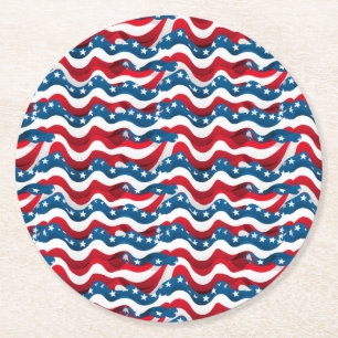 Dessous-de-verre Rond En Papier Célébration de Gras Stars & Stripes