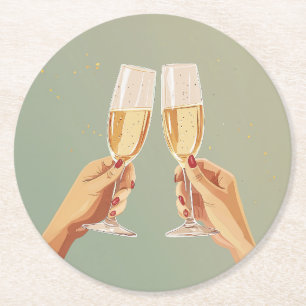Dessous-de-verre Rond En Papier Célébration du pain au champagne