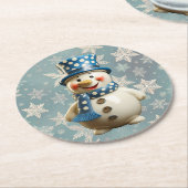 Dessous-de-verre Rond En Papier Ceramic Snowman Coaster (Incliné)