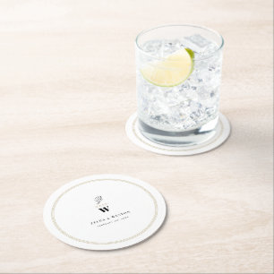 Dessous-de-verre Rond En Papier Cercle Classic Bars Double Monogramme Mariage mode