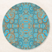 Dessous-de-verre Rond En Papier Cercle Concentré Dégradé Orange Rust Turquoise (Devant)