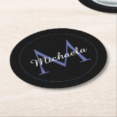 Dessous-de-verre Rond En Papier Cercle minimal moderne nom initial monogramme mode (Incliné)