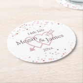 Dessous-de-verre Rond En Papier Cercles Confetti Roses (Incliné)