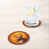 Dessous-de-verre Rond En Papier Cerf blanc en automne Brown rouge (En situation)