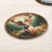 Dessous-de-verre Rond En Papier Cerf Majestueux Aux Colonnes Glorieuses (Incliné)