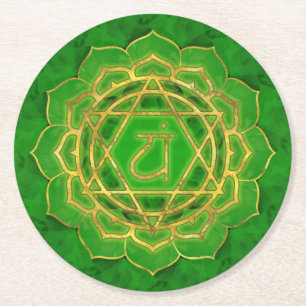 Dessous-de-verre Rond En Papier Chakra du coeur - Anahata