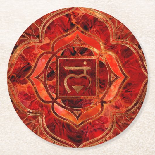 Dessous-de-verre Rond En Papier Chakra racine - Muladhara (Devant)