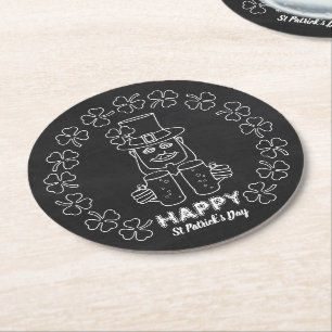 Dessous-de-verre Rond En Papier Chalkboard Leprechaun, Saint Patrick's Day