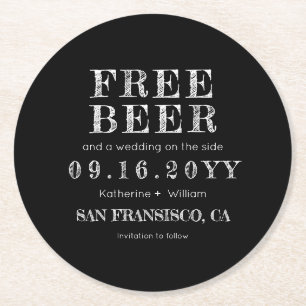 Dessous-de-verre Rond En Papier Chalkboard Personnalisé Bière Gratuite Enregistrer