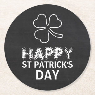 Dessous-de-verre Rond En Papier Chalkboard Shamrock, Saint Patrick's Day