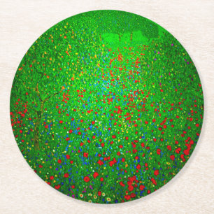 Dessous-de-verre Rond En Papier Champ de pavot Gustav Klimt