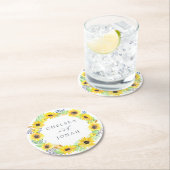 Dessous-de-verre Rond En Papier Champs de flux Mariage personnalisé (En situation)