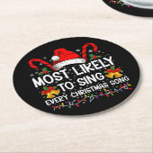 Dessous-de-verre Rond En Papier Chantez très probablement chaque Chanson de Noël F (Incliné)