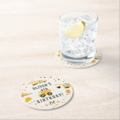 Dessous-de-verre Rond En Papier Chariots de construction fête d'anniversaire (En situation)