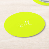 Dessous-de-verre Rond En Papier Chartreuse jaune - monogrammed (Incliné)