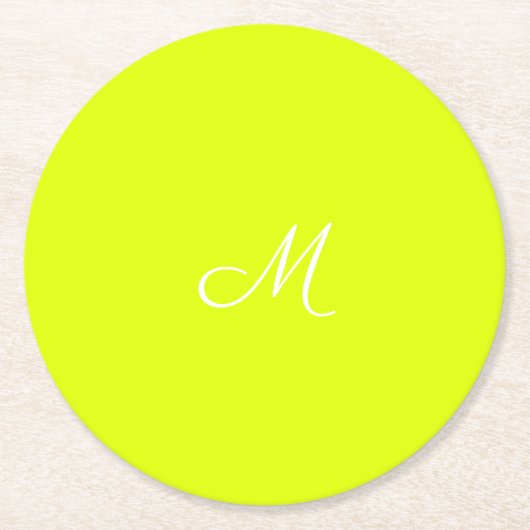 Dessous-de-verre Rond En Papier Chartreuse jaune - monogrammed (Devant)
