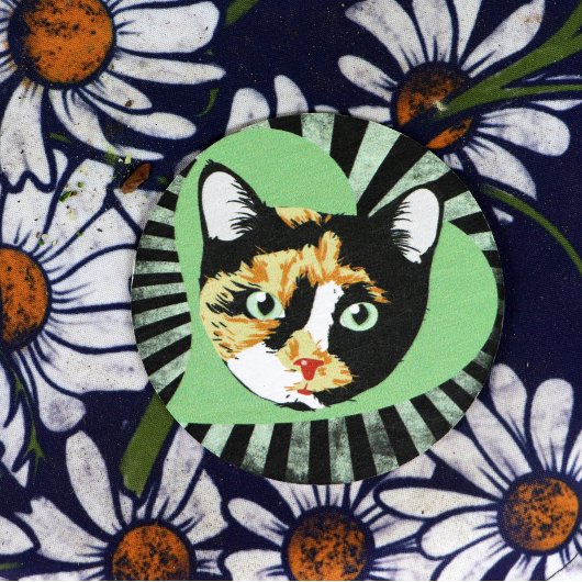 Dessous-de-verre Rond En Papier Chat Calico