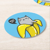 Dessous-de-verre Rond En Papier Chat en banane (Incliné)