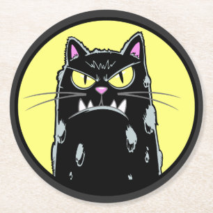 Dessous-de-verre Rond En Papier Chat en colère