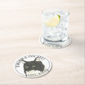 Dessous-de-verre Rond En Papier Chat Tuxedo Ragamuffin noir et blanc personnalisé (En situation)