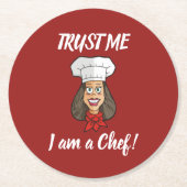 Dessous-de-verre Rond En Papier Chef femme (Devant)