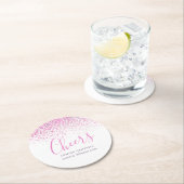 Dessous-de-verre Rond En Papier Chefs rose violet moderne art aquarelle dabs (En situation)