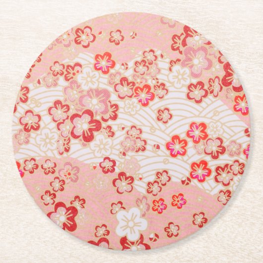 Dessous-de-verre Rond En Papier Cherry Blossom Motif japonais (Devant)