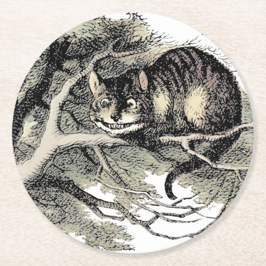Dessous-de-verre Rond En Papier Cheshire Chat Alice Wonderland Classic (Devant)