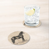 Dessous-de-verre Rond En Papier Cheval avec papier de script (En situation)
