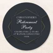 Dessous-de-verre Rond En Papier Chic Black Gold Custom Retirement Party (Devant)