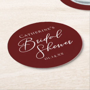 Dessous-de-verre Rond En Papier Chic Burgundy Enterrement de Vie de Jeune Fille Pe
