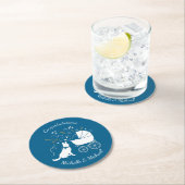 Dessous-de-verre Rond En Papier Chien allemand Baby shower bleu garçon (En situation)