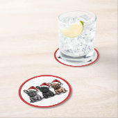 Dessous-de-verre Rond En Papier Chien de Père Noël (En situation)