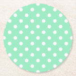 Dessous-de-verre Rond En Papier Chiffres blancs classiques Elégant Vert menthe bla<br><div class="desc">Vintage  de papier rond Modèle blanc classique avec un élégant Dessous de verre de papier blanc.</div>