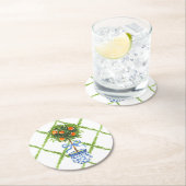 Dessous-de-verre Rond En Papier Chinoiserie Orange Citrus Topiary (En situation)