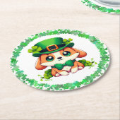 Dessous-de-verre Rond En Papier Chiot de la Saint-Patricks (Incliné)