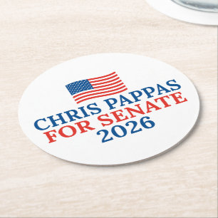 Dessous-de-verre Rond En Papier Chris Pappas pour le Sénat Élection 2026 Parti