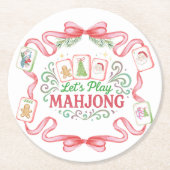 Dessous-de-verre Rond En Papier Christmas Mahjong | Monogram (Devant)