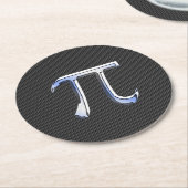 Dessous-de-verre Rond En Papier Chrome comme Pi Symbole sur Carbon Fiber Style (Incliné)