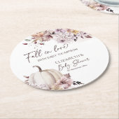 Dessous-de-verre Rond En Papier Chute d'amour pastel boho citrouille baby shower f (Incliné)