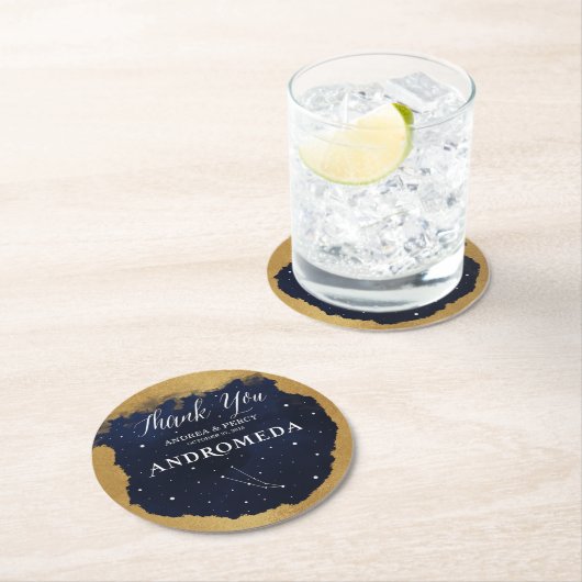 Dessous-de-verre Rond En Papier Ciel étoilé céleste constellation Andromède (En situation)