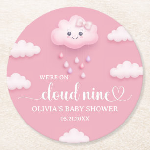 Dessous-de-verre Rond En Papier Ciel rose doux nuage blanc moelleux neuf baby show