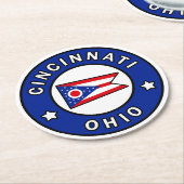 Dessous-de-verre Rond En Papier Cincinnati Ohio (Incliné)