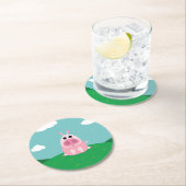 Dessous-de-verre Rond En Papier Circonspect le porc (En situation)