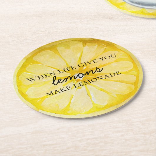 Dessous-de-verre Rond En Papier Citation de citron (Incliné)