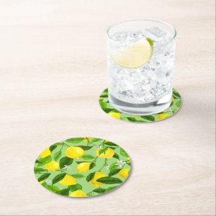 Dessous-de-verre Rond En Papier Citron Aquarelle 3